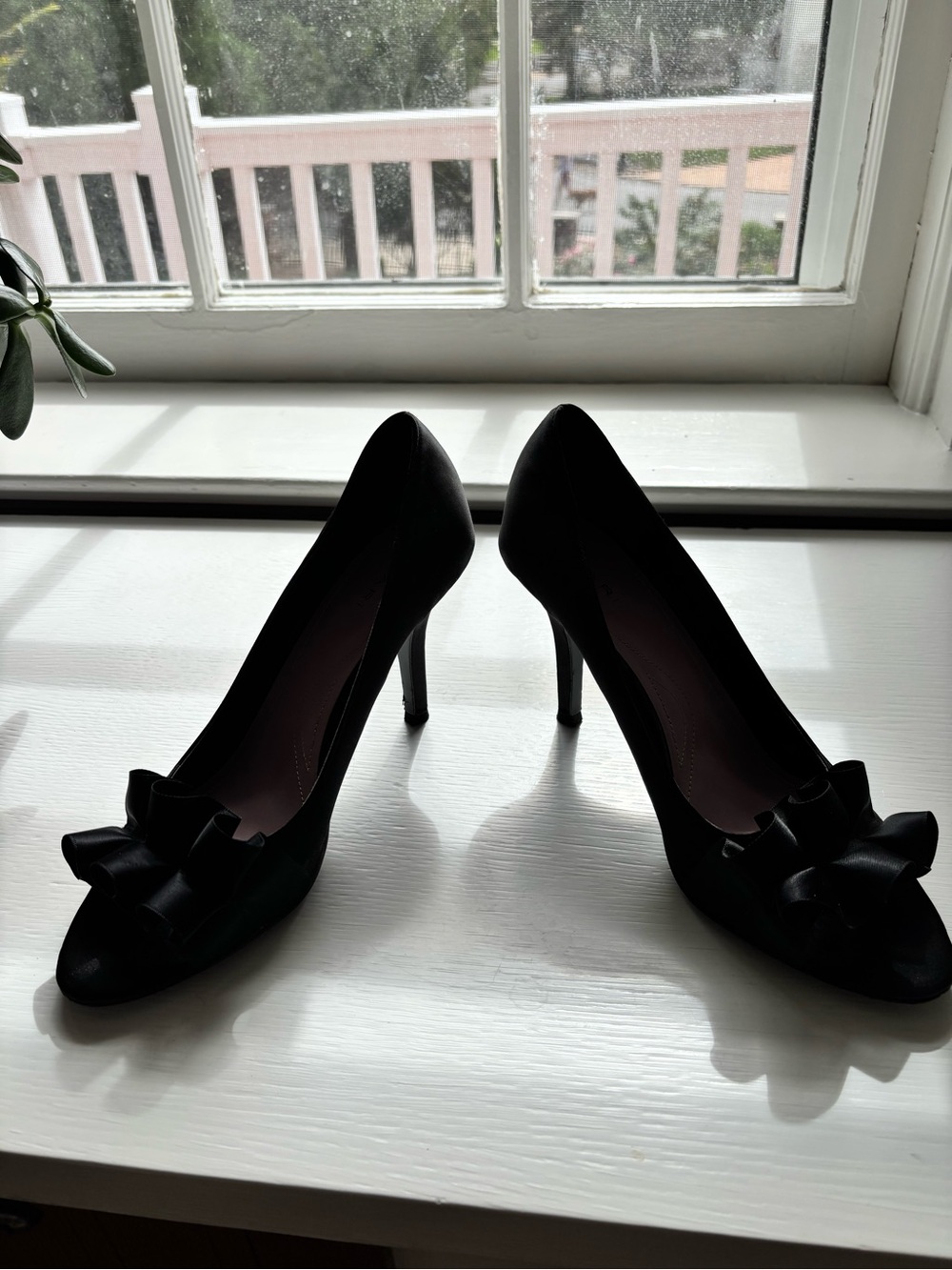 Tahari Black Satin Bow Pumps - Women's Heels